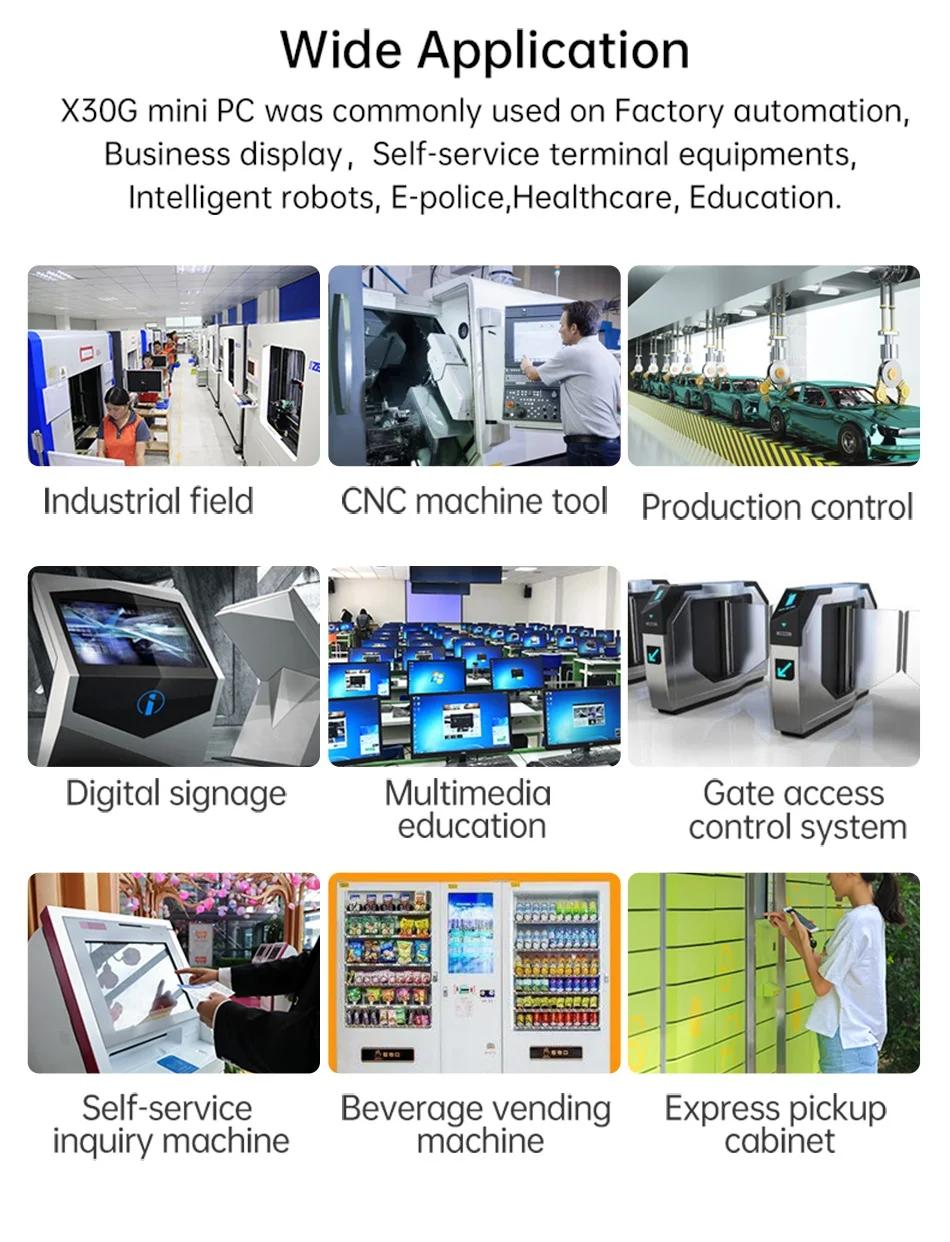 XCY Fanless Mini PC Intel Celeron J6412 J4125 2x GbE LAN 2x RS232 HDMI VGA WiFi 4G LTE Windows 10 Linux Industrial Computer