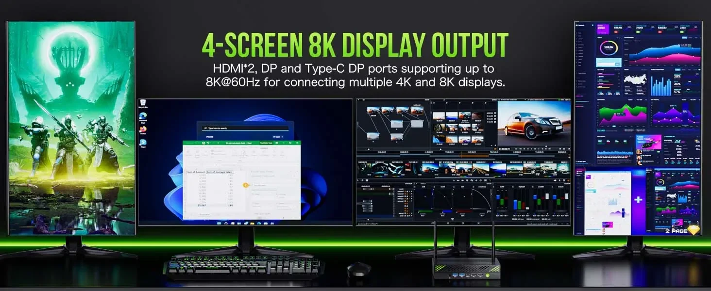 GMKtec K10 MINI PC 13th Core i9-13900HK Windows 11 Pro 2*DDR5 3*PCIE SSD WIFI6 BT5.2 2.5G Lan Desktop Mini PC Gaming Computer