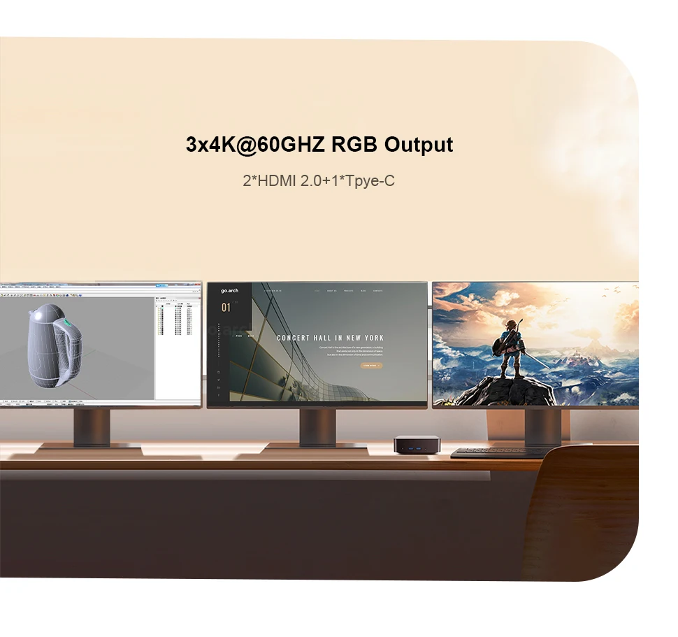 Chatreey Mini PC T9N100/T9H N150 WIFI5 Windows 11 Ultra Small Pocket Computer Dual SSD Full Function Type-C 4K 60Hz RGB Output