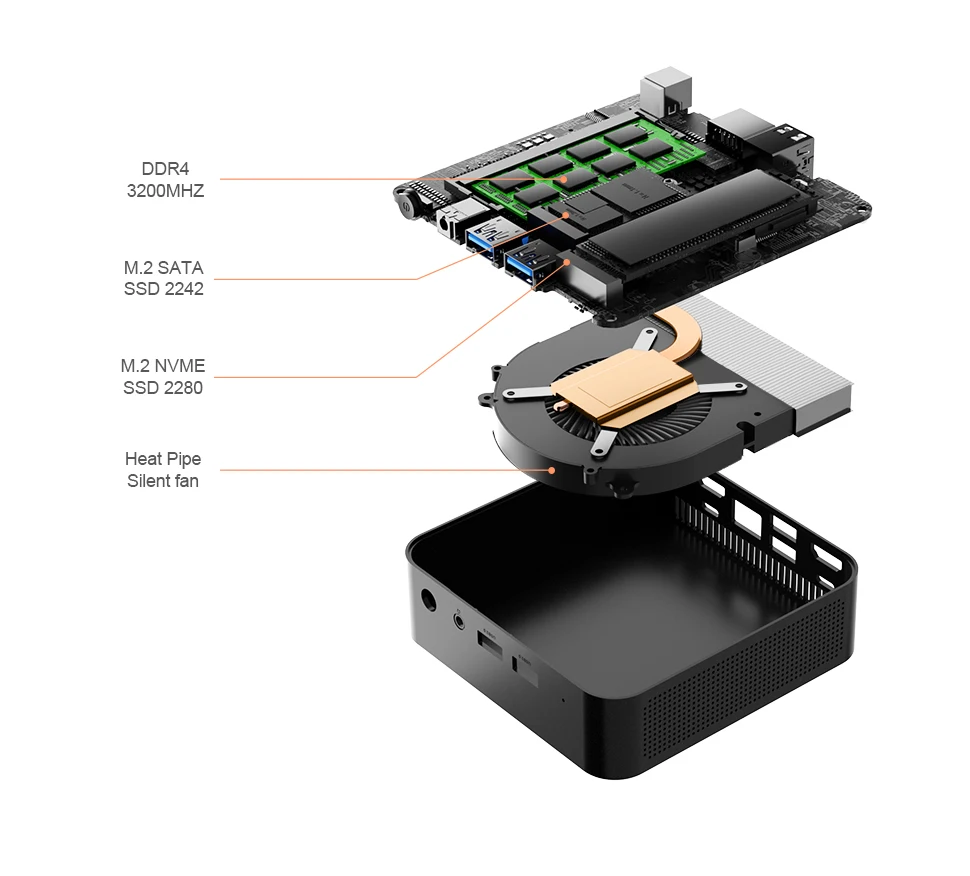 Chatreey Mini PC T9N100/T9H N150 WIFI5 Windows 11 Ultra Small Pocket Computer Dual SSD Full Function Type-C 4K 60Hz RGB Output